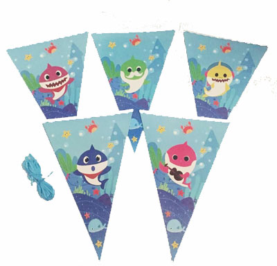 Baby Shark Party Flag Banner